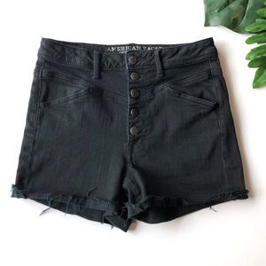 high rise button fly shorts